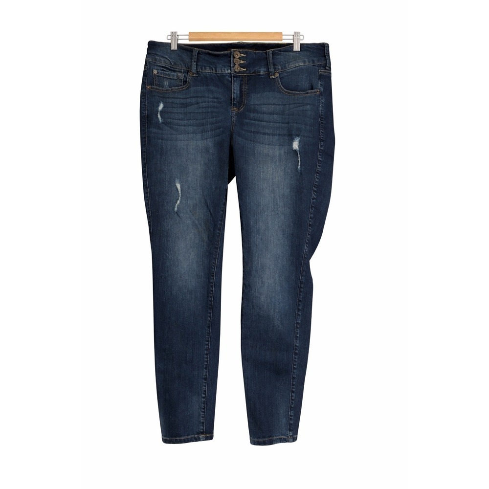 Torrid Premium Jeggings Size 18R – Dark Blue Wash, Distressed, Stretch Waistband